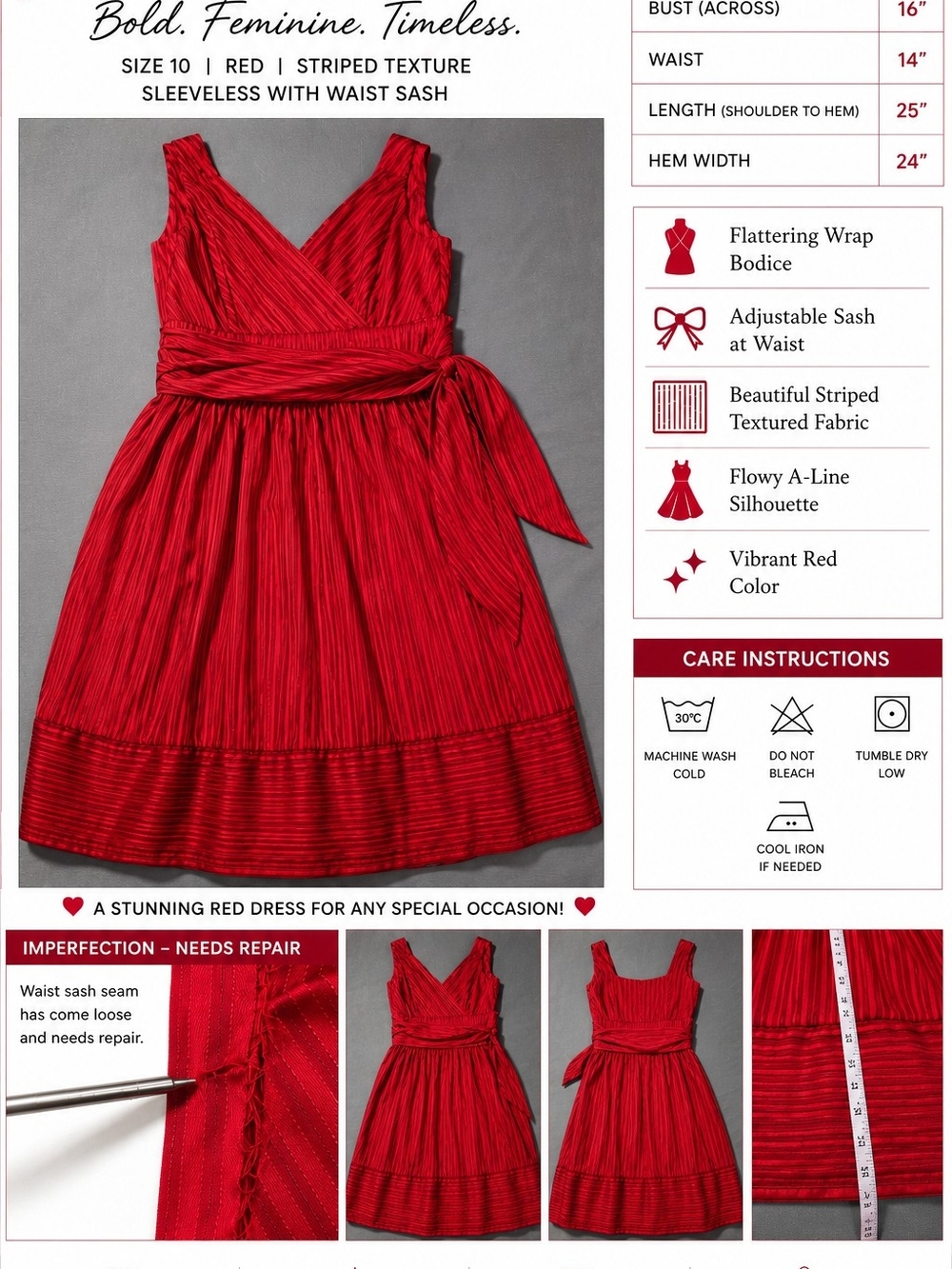 Jones Wear Dress Size 10 – Classic Red Sleeveless Fit & Flare Dress